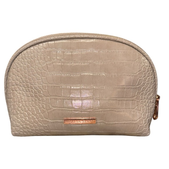 NWOT Thalia Sodi Croc-Embossed Nude Cosmetic Pouch – Effortless Glam - Picture 1 of 7